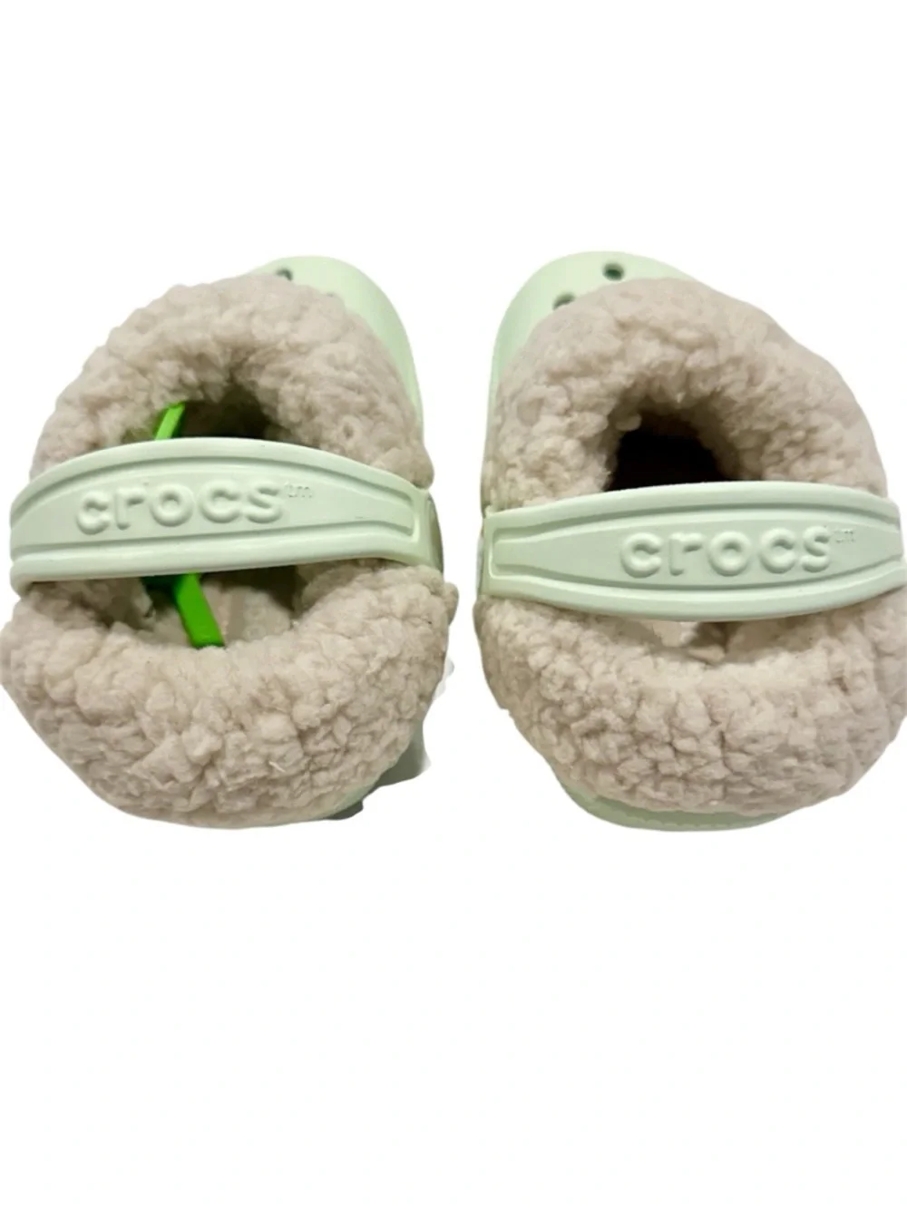 NWT Crocs Classic Blitzen IV Clog K Lime Green Fuzzy Lined Kids Shoes - Size: C4